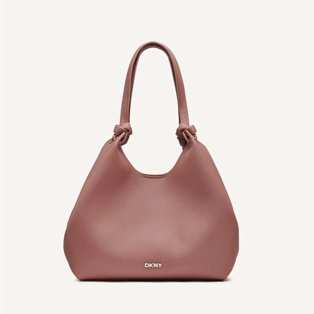 DKNY Pebbled Leather Shoulder Tote in Dusty Rose